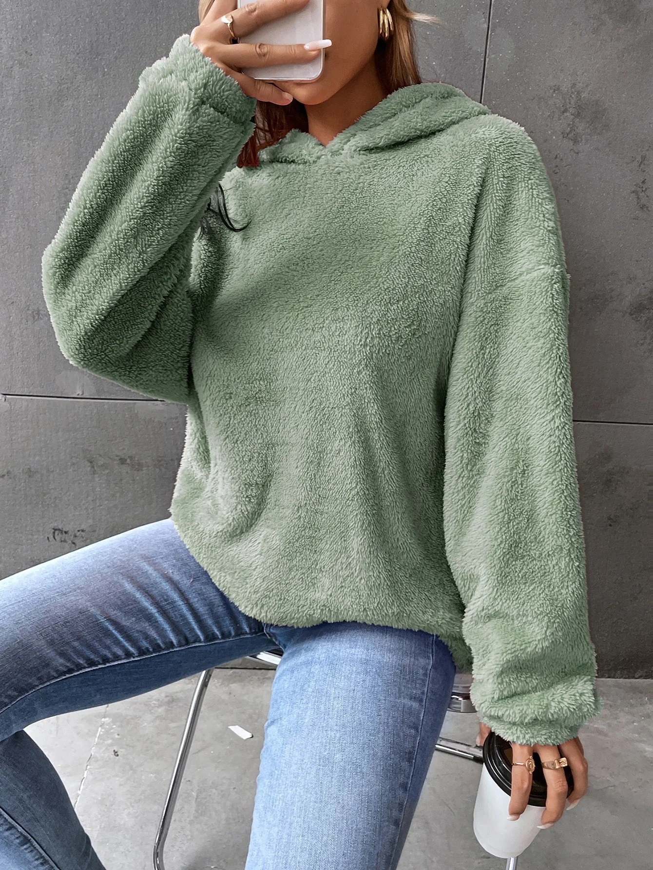 Women's Hoodie Plain Casual Spring/Fall Fluff/Granular Fleece Fabric Long Sleeve Sweatshirt