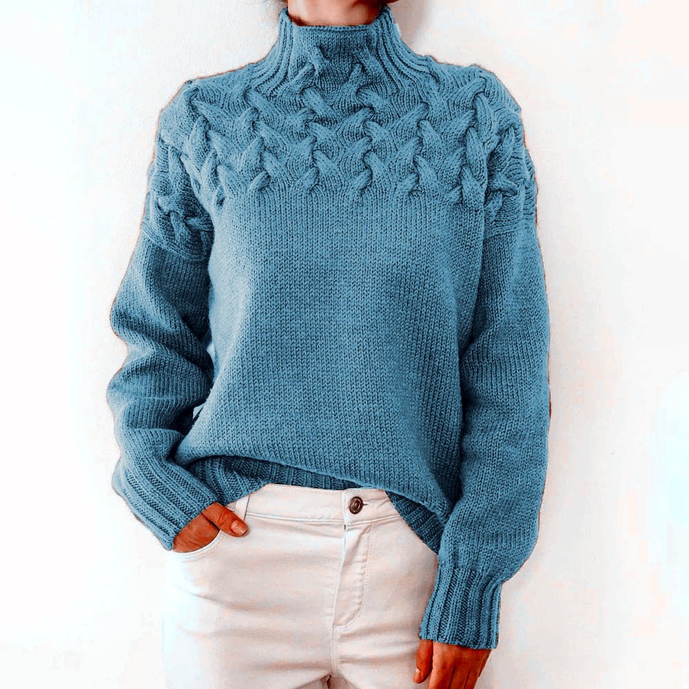 Women's Spring/Fall Plain Casual Three Quarter Sleeve Turtleneck Yarn/Wool Yarn Sweater