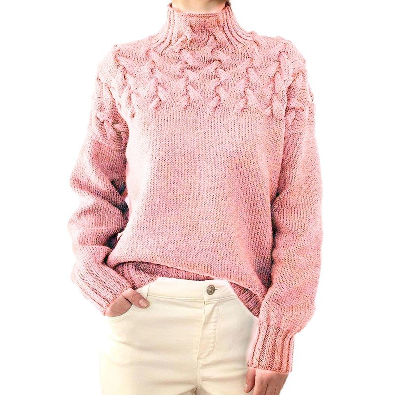 Women's Spring/Fall Plain Casual Three Quarter Sleeve Turtleneck Yarn/Wool Yarn Sweater