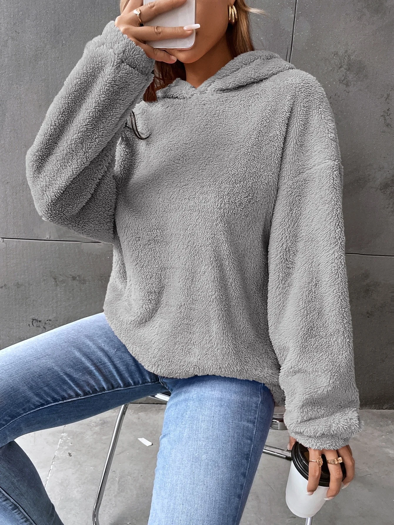 Women's Hoodie Plain Casual Spring/Fall Fluff/Granular Fleece Fabric Long Sleeve Sweatshirt