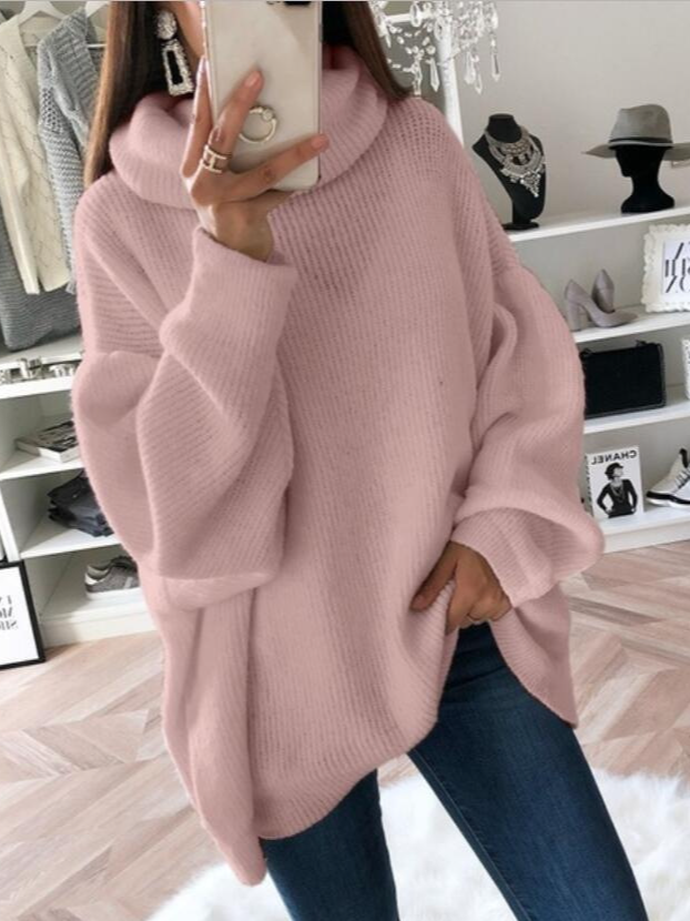 Women's Spring/Fall Plain Casual Long Sleeve Turtleneck Yarn/Wool Yarn Sweater