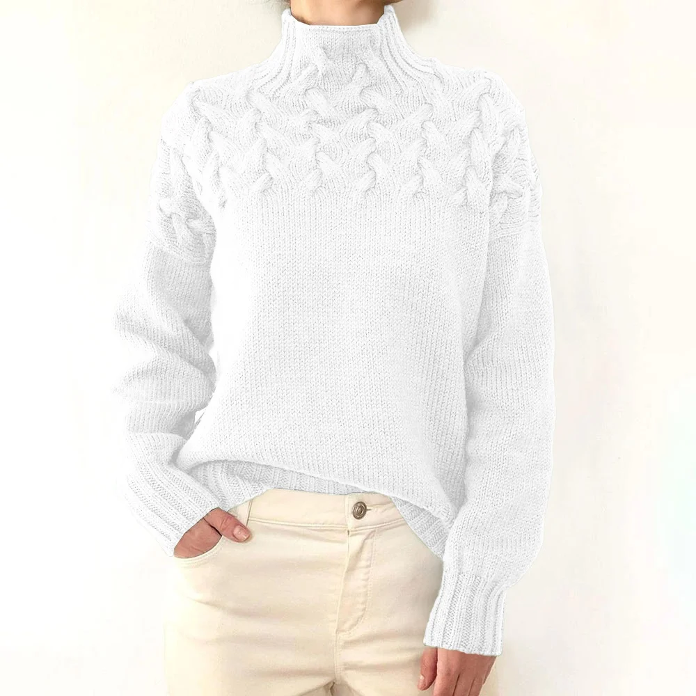 Women's Spring/Fall Plain Casual Three Quarter Sleeve Turtleneck Yarn/Wool Yarn Sweater