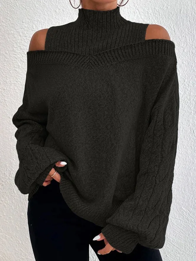 Women's Spring/Fall Plain Casual Balloon Sleeve Long Sleeve Turtleneck Wool/Knitting Sweater