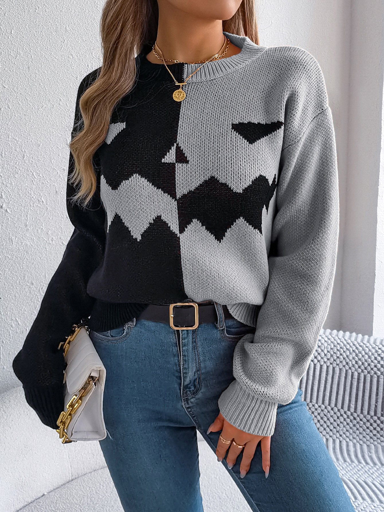 Women's Spring/Fall Halloween Casual Long Sleeve Crew Neck Wool/Knitting Sweater