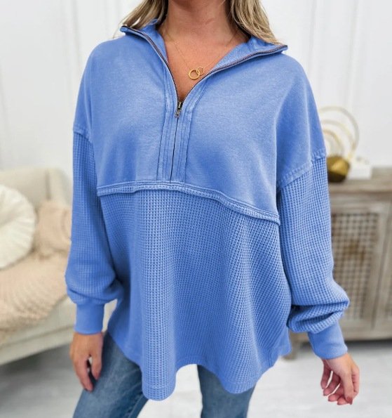 Women's Shawl Collar Plain Zipper Casual Spring/Fall Long Sleeve Sweatshirt