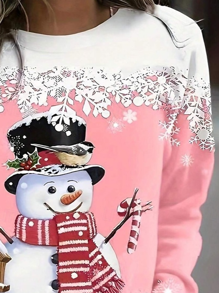 Women's Crew Neck Christmas Printing Casual Spring/Fall Long Sleeve Sweatshirt