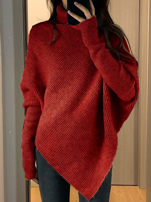 Women's Spring/Fall Plain Casual Long Sleeve V Neck Yarn/Wool Yarn Sweater