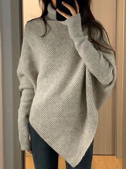 Women's Spring/Fall Plain Casual Long Sleeve V Neck Yarn/Wool Yarn Sweater