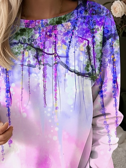 Women's Crew Neck Floral Printing Casual Spring/Fall Long Sleeve Sweatshirt