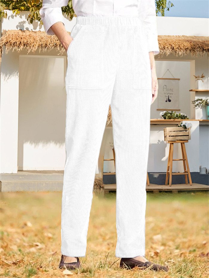 Women's Trousers Daily Going Out Casual Fluff/Granular Fleece Fabric Plain Spring/Fall Pants