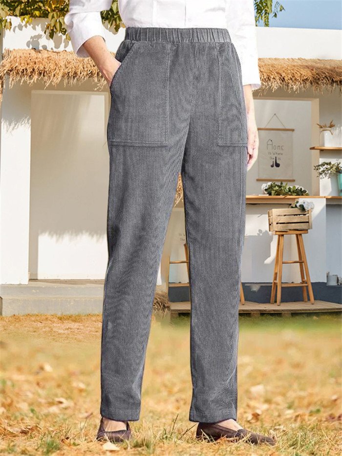 Women's Trousers Daily Going Out Casual Fluff/Granular Fleece Fabric Plain Spring/Fall Pants