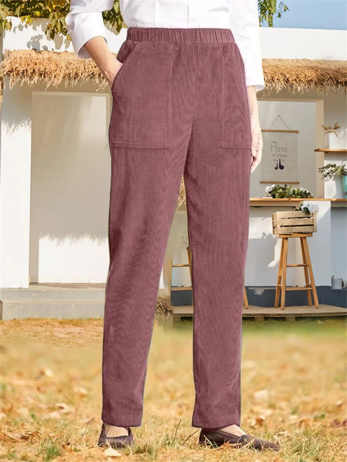 Women's Trousers Daily Going Out Casual Fluff/Granular Fleece Fabric Plain Spring/Fall Pants