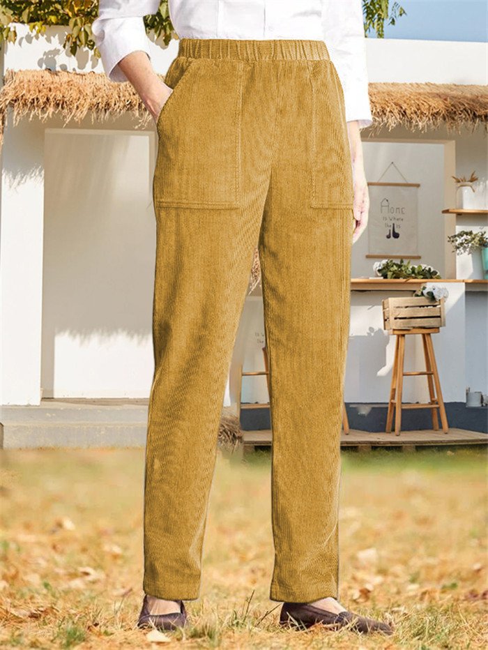 Women's Trousers Daily Going Out Casual Fluff/Granular Fleece Fabric Plain Spring/Fall Pants