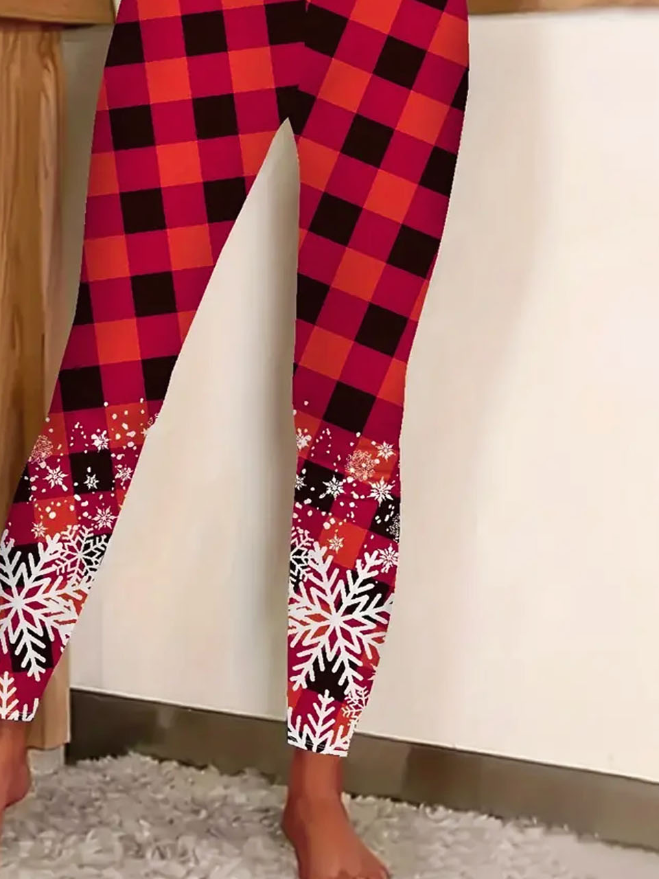 Women's Casual Plaid Jersey All Season Long Leggings