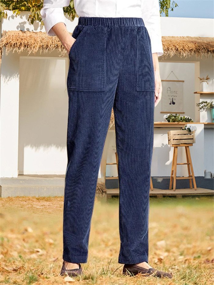 Women's Trousers Daily Going Out Casual Fluff/Granular Fleece Fabric Plain Spring/Fall Pants