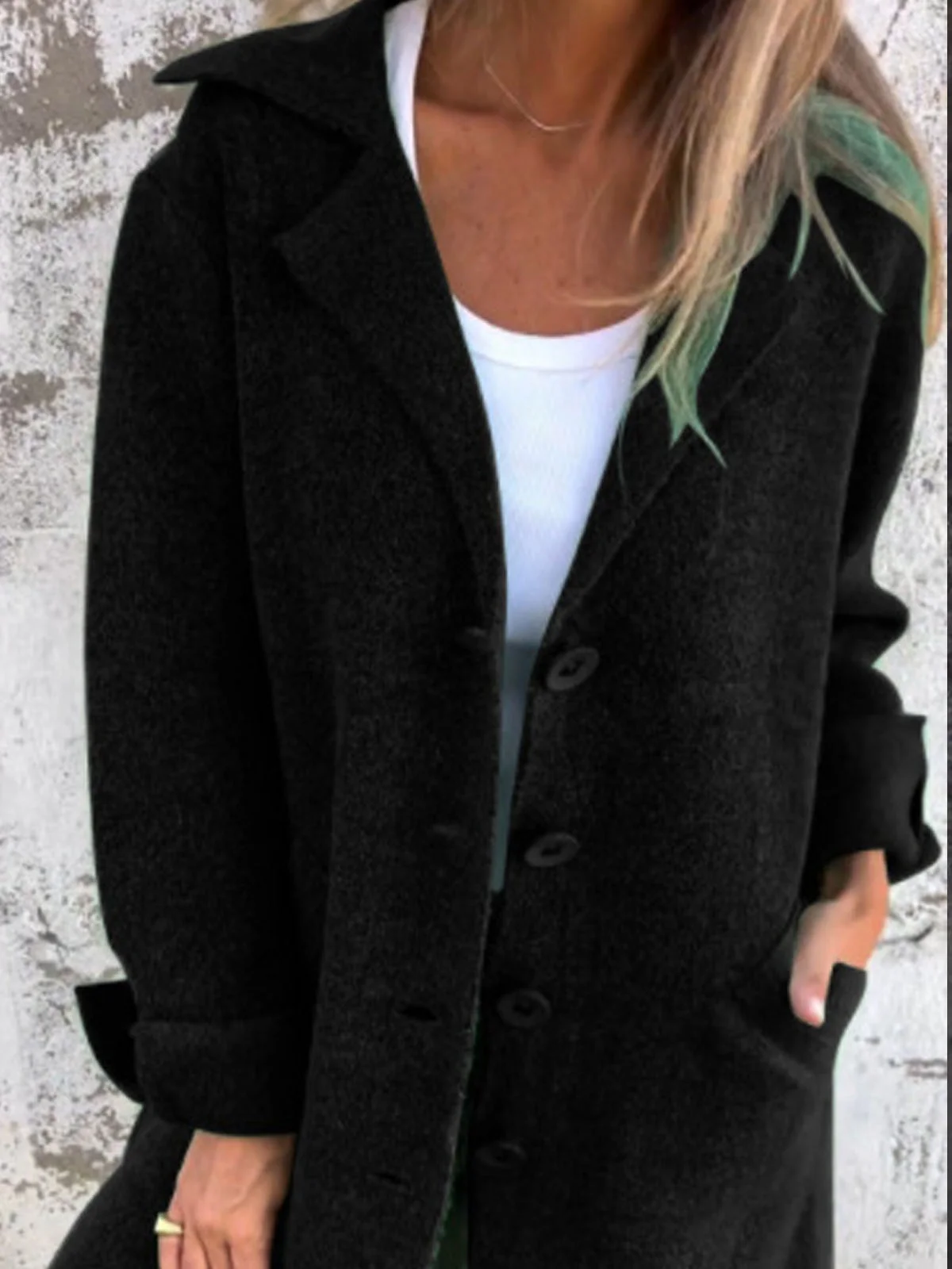 Women's Winter Outerwear Casual Buckle Plain Mid-long Lapel Collar Overcoat