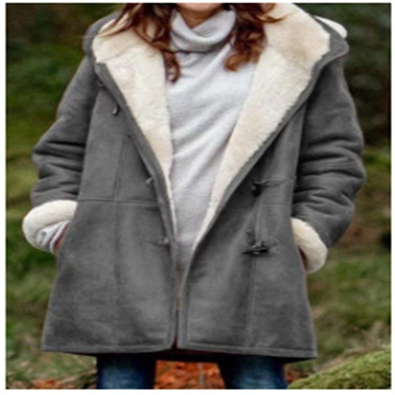 Women's Autumn Outerwear Casual Suede Plain Long Sleeve Hoodie Jacket