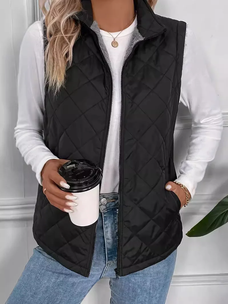 Loose Plain Shawl Collar Casual Vest