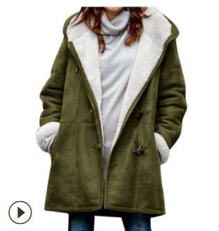 Women's Autumn Outerwear Casual Suede Plain Long Sleeve Hoodie Jacket