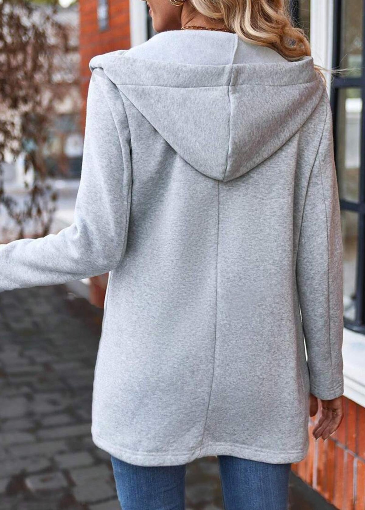 Women's Autumn Outerwear Casual Plain Long Sleeve Hoodie Jacket