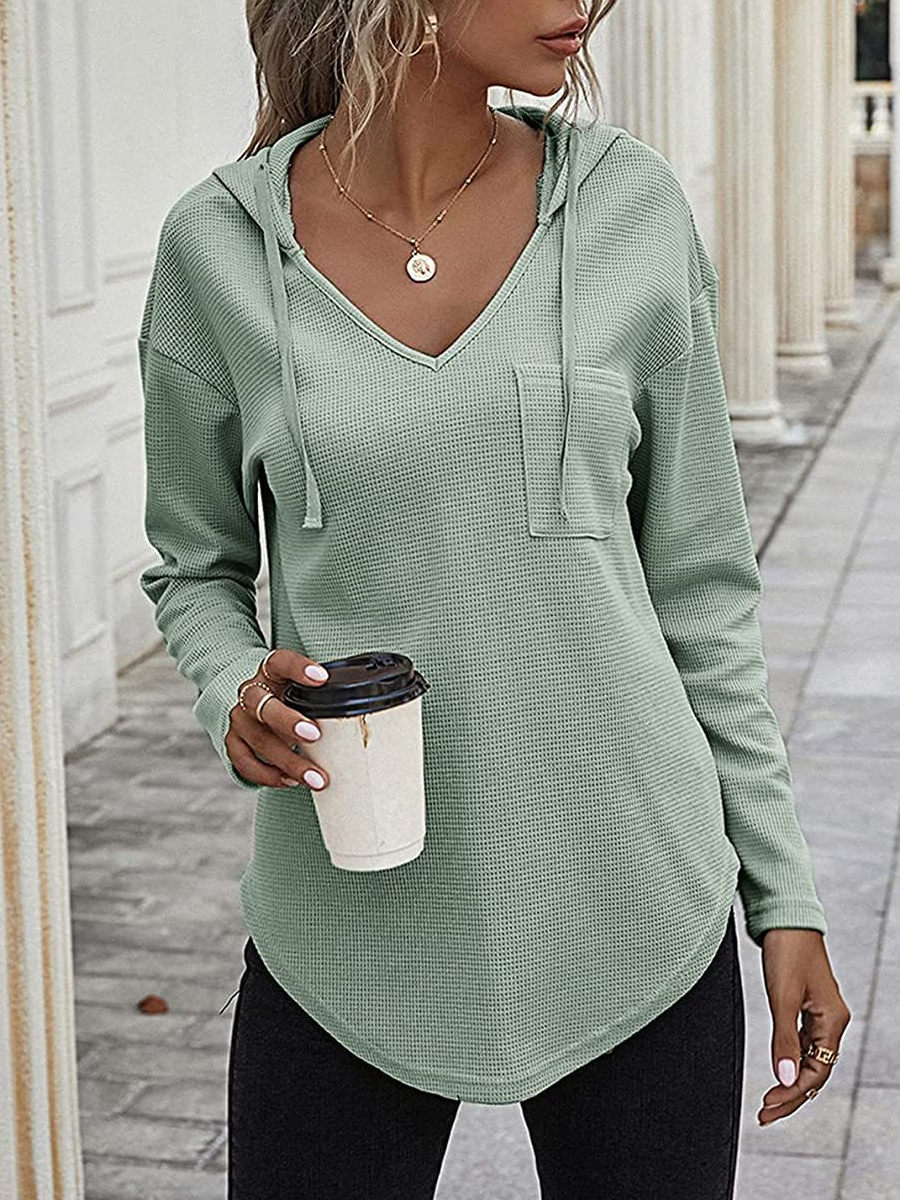 Women's Long Sleeve Blouse Spring/Fall Plain Jersey Hoodie Daily Going Out Casual Top