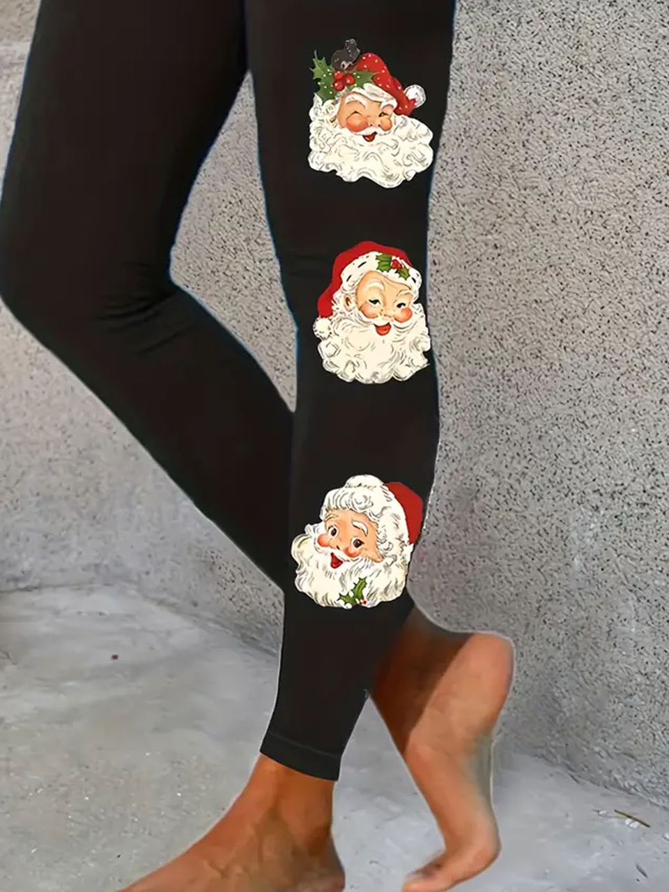 Women's Casual Santa Claus Jersey All Season Long Leggings