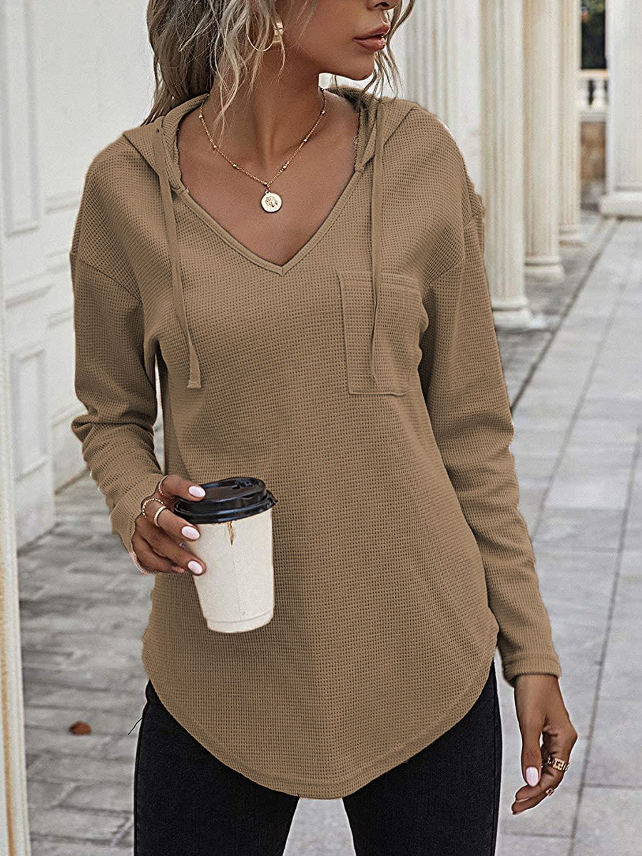 Women's Long Sleeve Blouse Spring/Fall Plain Jersey Hoodie Daily Going Out Casual Top