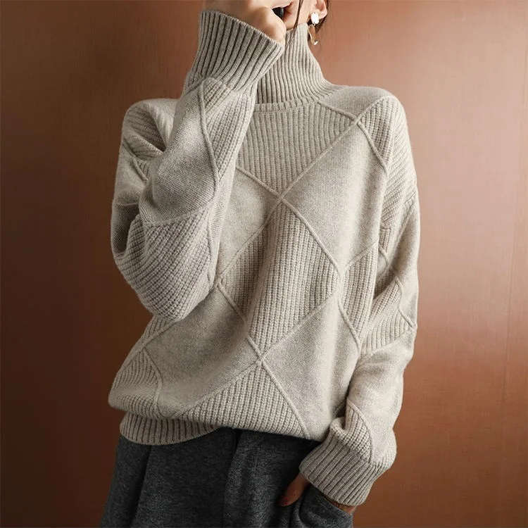 Women's Spring/Fall Plain Casual Long Sleeve Turtleneck Yarn/Wool Yarn Sweater