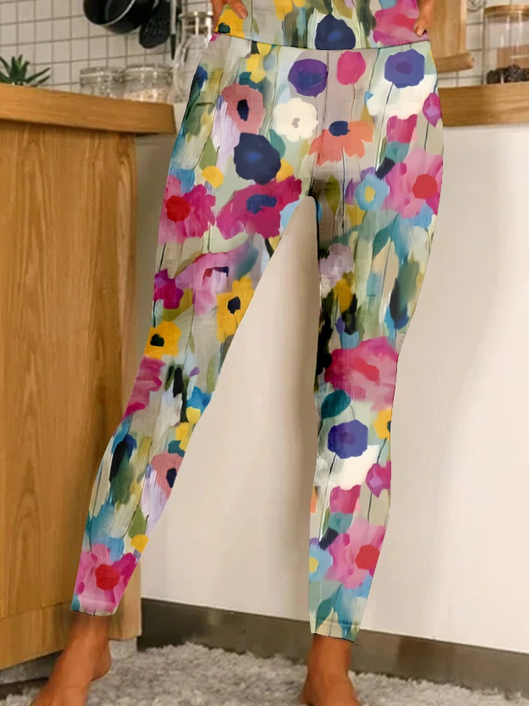 Women's Casual Floral Winter Long Leggings