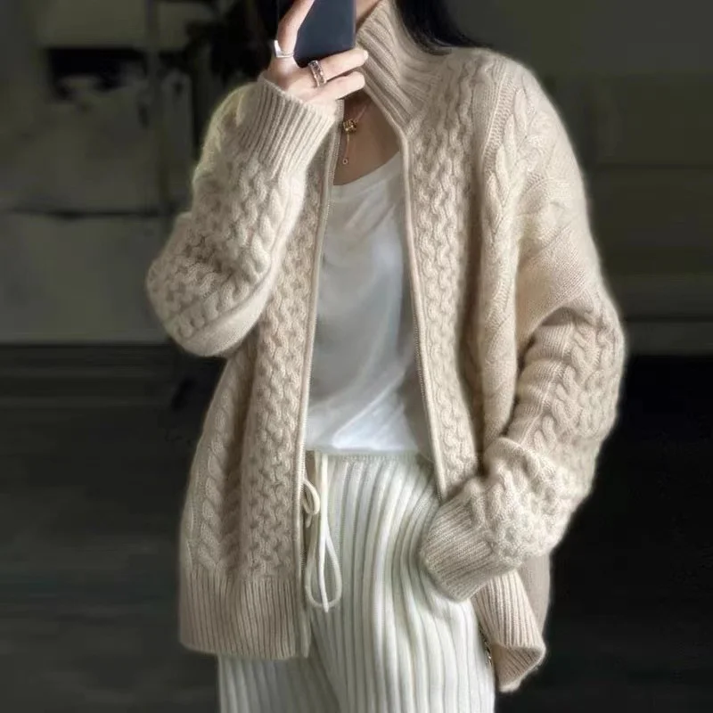 Women's Casual Winter Plain Wool/Knitting Cardigan