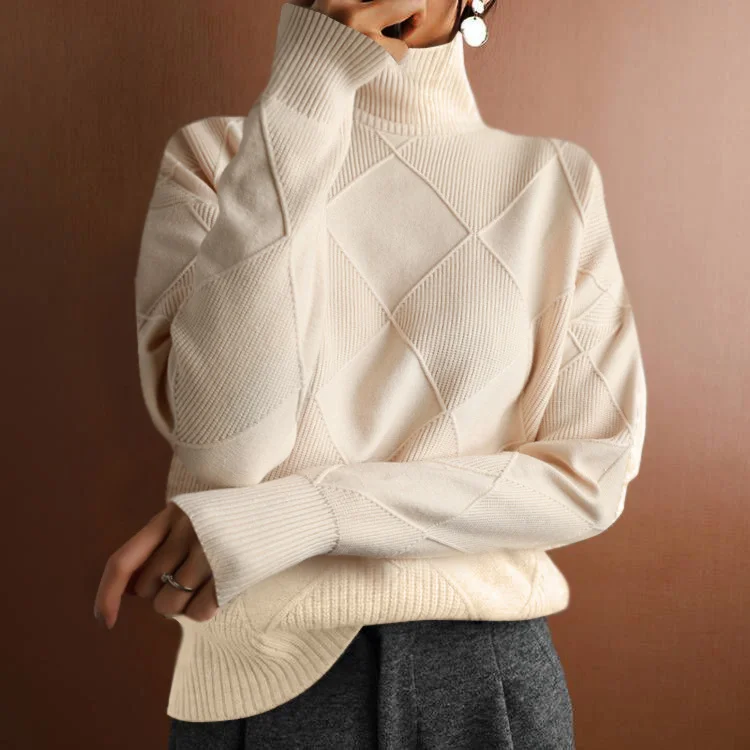 Women's Spring/Fall Plain Casual Long Sleeve Turtleneck Yarn/Wool Yarn Sweater