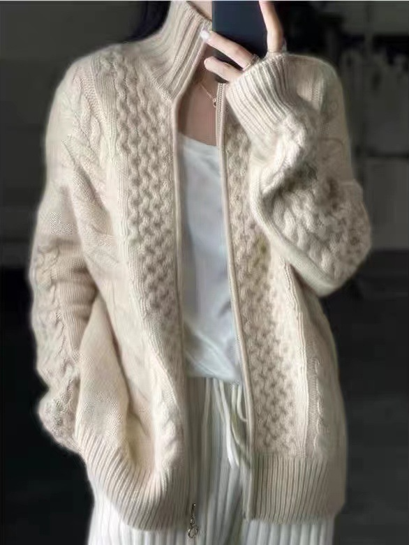 Women's Casual Winter Plain Wool/Knitting Cardigan