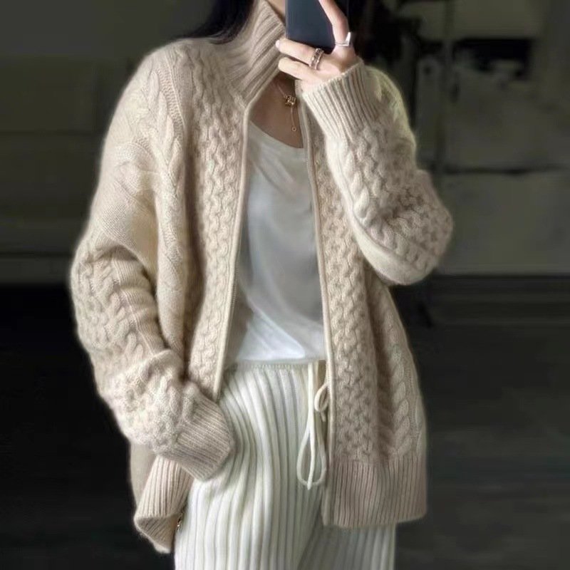 Women's Casual Winter Plain Wool/Knitting Cardigan