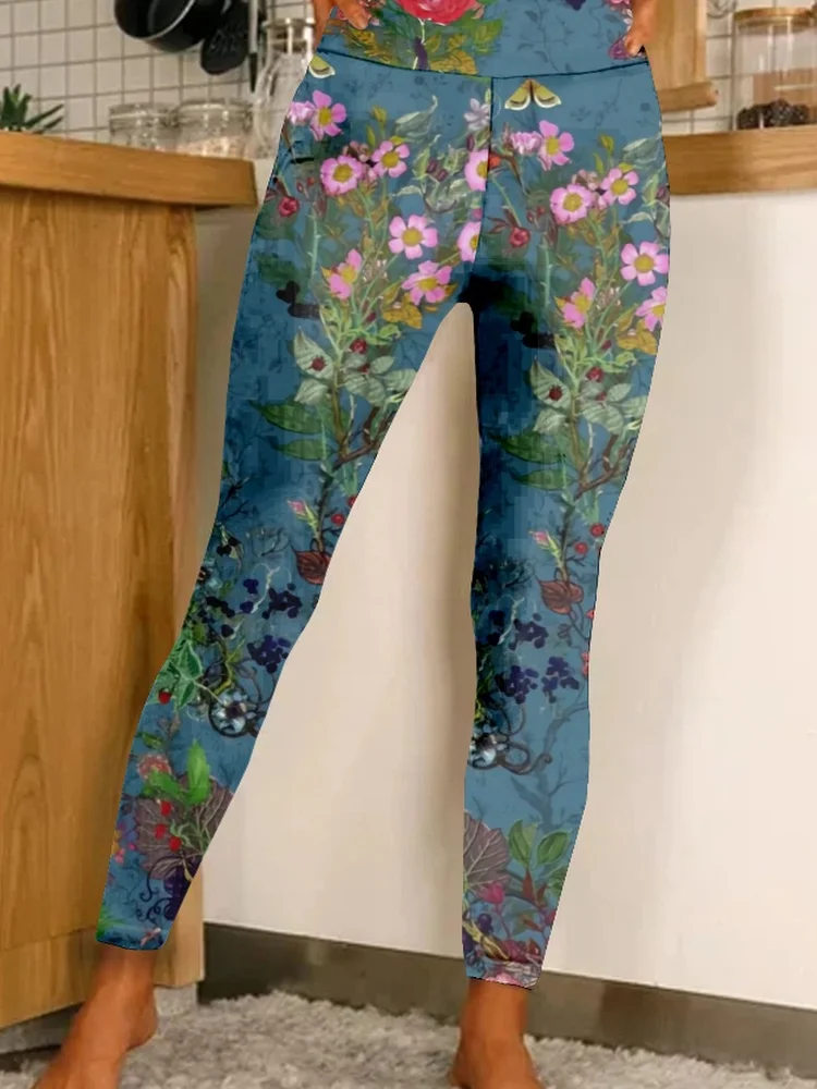 Women's Casual Floral Winter Long Leggings