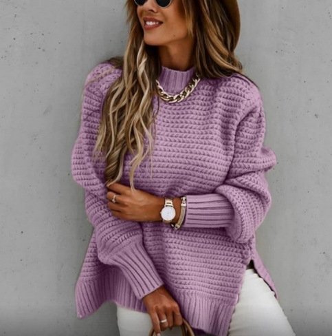 Women's Spring/Fall Plain Casual Long Sleeve Turtleneck Yarn/Wool Yarn Sweater