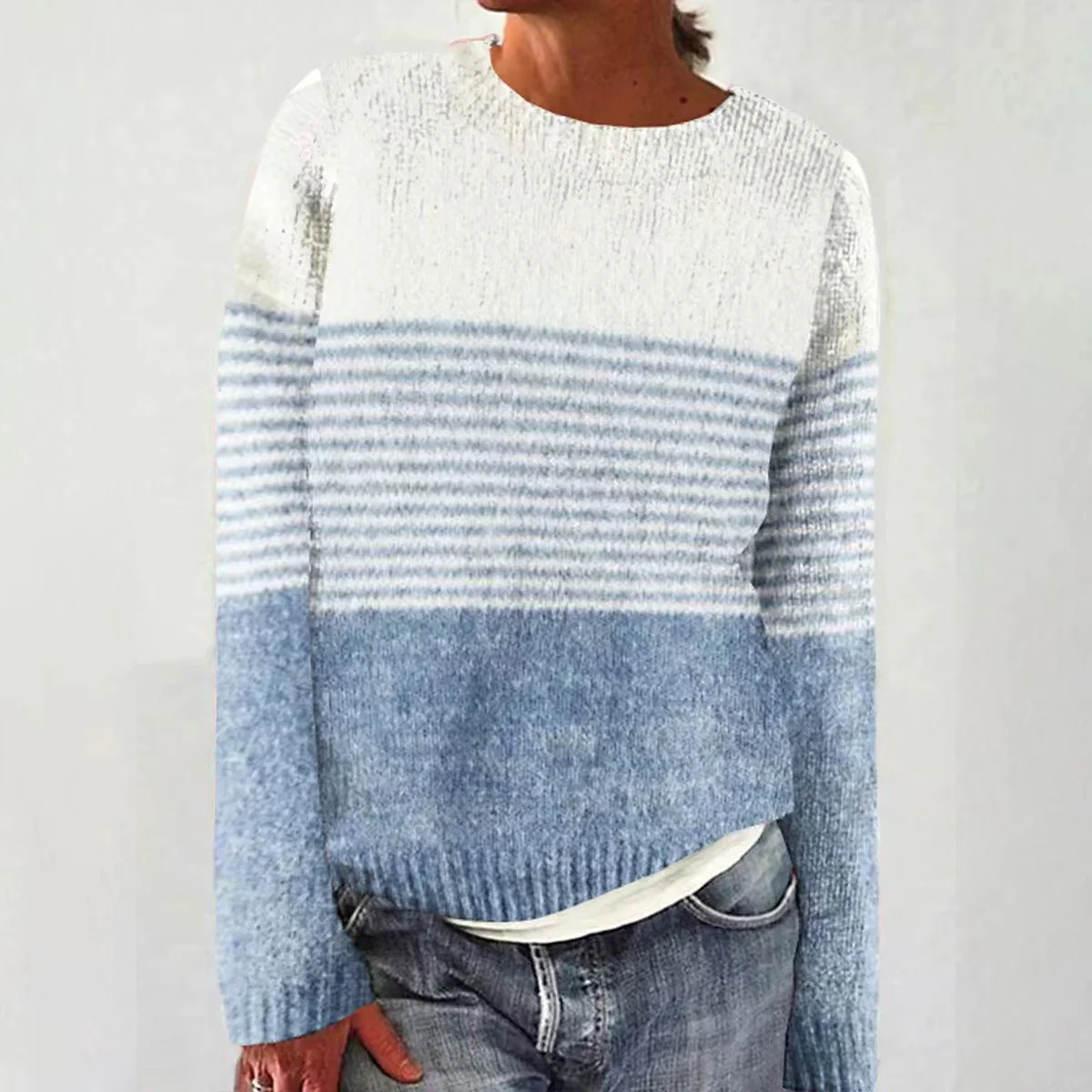 Women's Spring/Fall Geometric Casual Long Sleeve Crew Neck Wool/Knitting Sweater