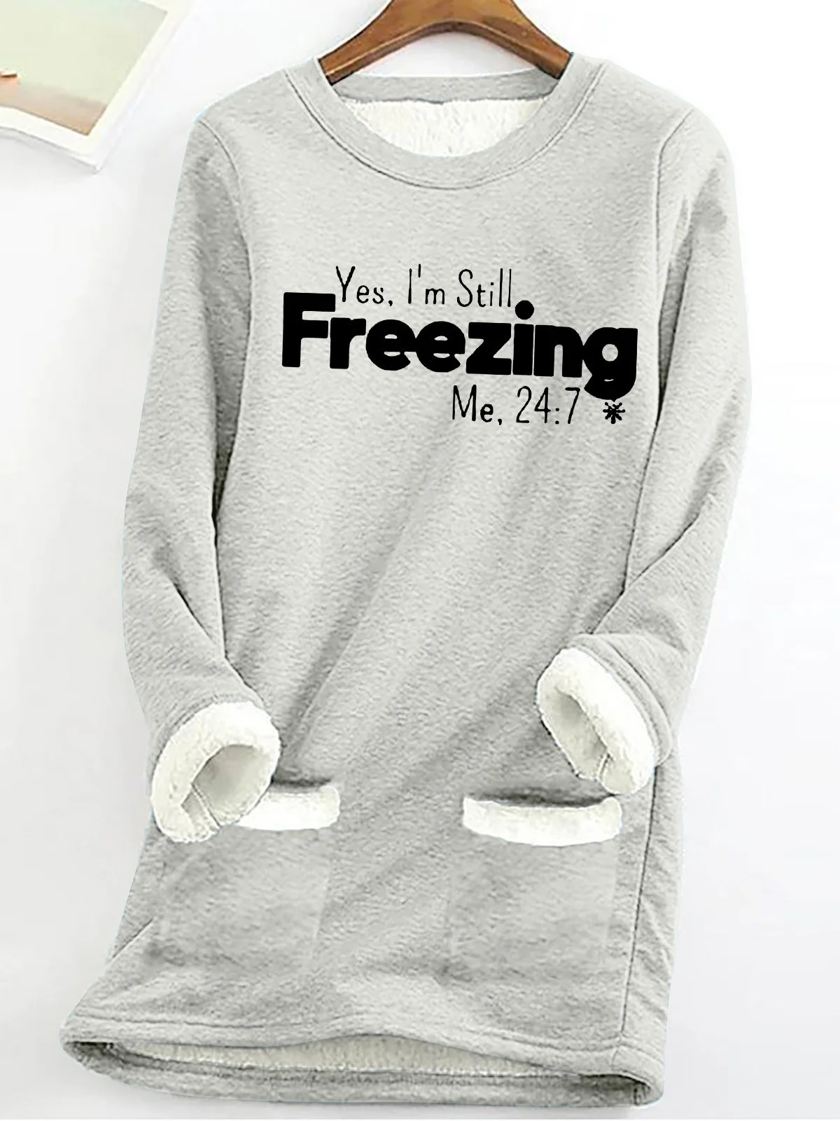 Women's Crew Neck Text Letters Casual Winter Long Sleeve Sweatshirt