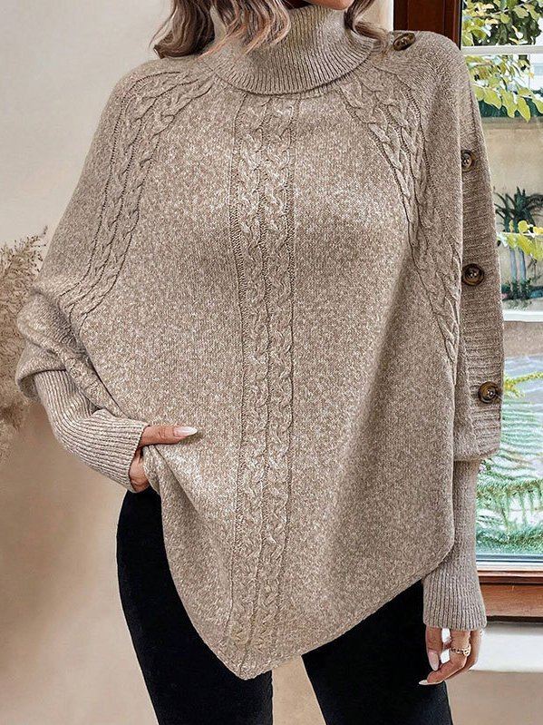 Women's Spring/Fall Plain Casual Long Sleeve Turtleneck Yarn/Wool Yarn Sweater