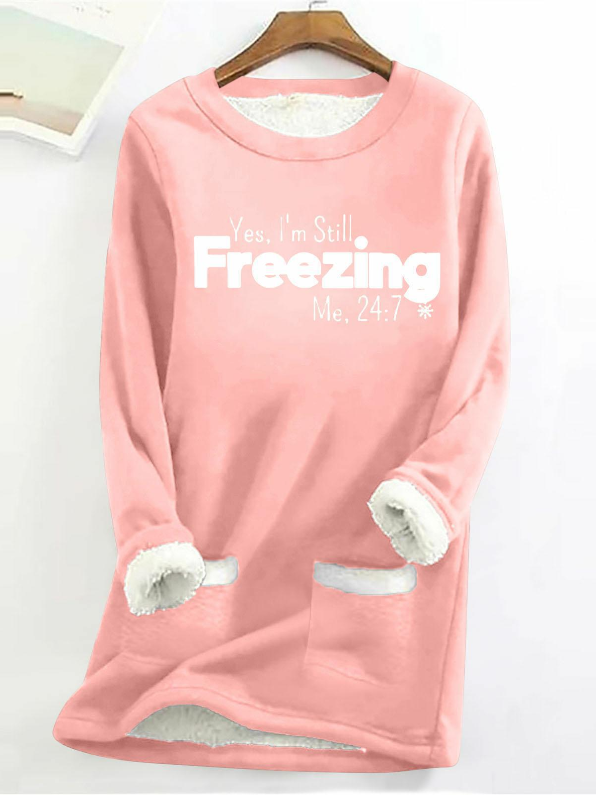 Women's Crew Neck Text Letters Casual Winter Long Sleeve Sweatshirt