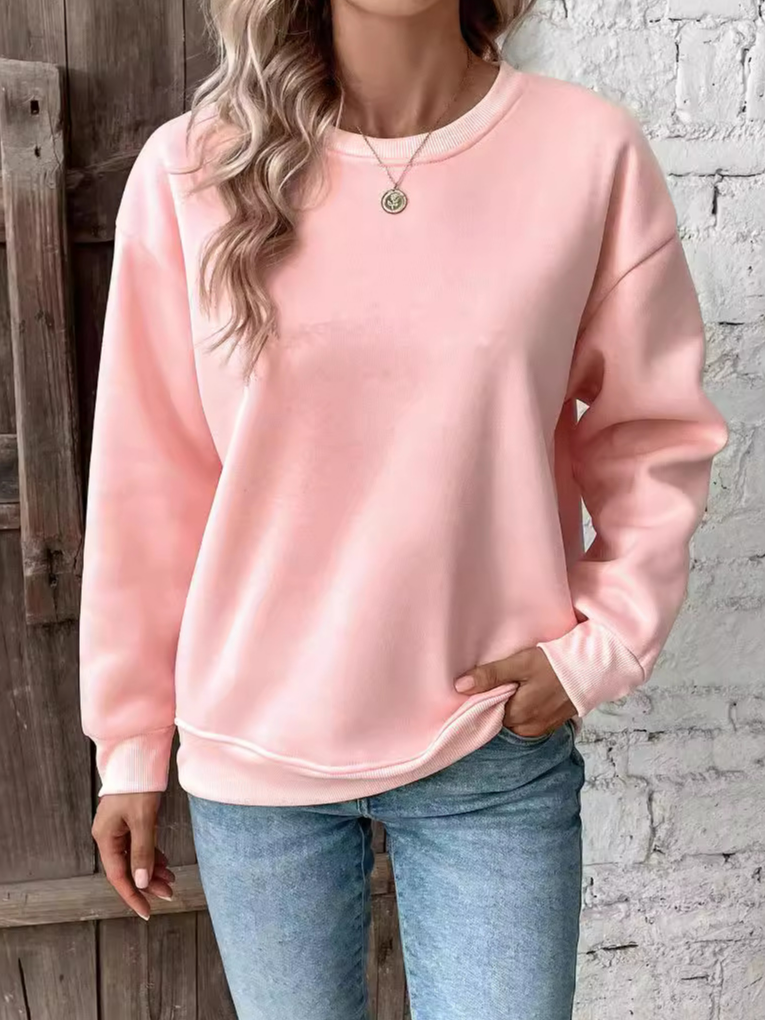 Women's Crew Neck Plain Casual Spring/Fall Long Sleeve Sweatshirt