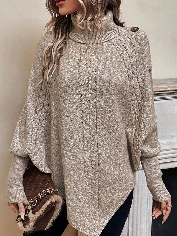 Women's Spring/Fall Plain Casual Long Sleeve Turtleneck Yarn/Wool Yarn Sweater