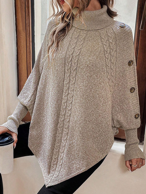 Women's Spring/Fall Plain Casual Long Sleeve Turtleneck Yarn/Wool Yarn Sweater