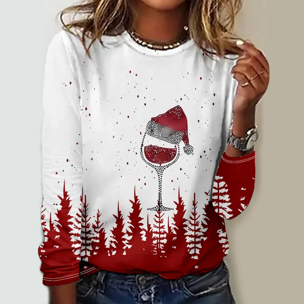 Women's Long Sleeve Tee T-shirt Spring/Fall Christmas Jersey Crew Neck Daily Going Out Casual Top