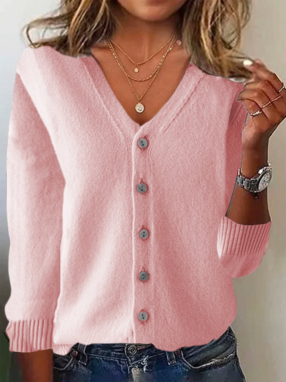 Women's Casual Spring/Fall Plain Wool/Knitting Cardigan