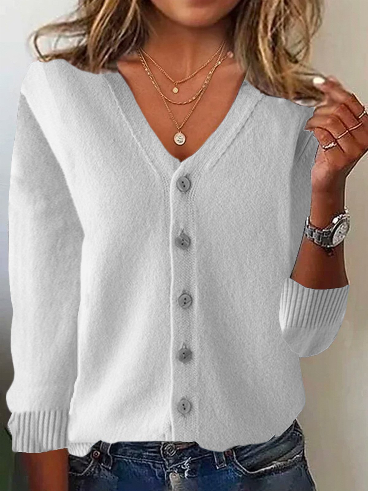 Women's Casual Spring/Fall Plain Wool/Knitting Cardigan