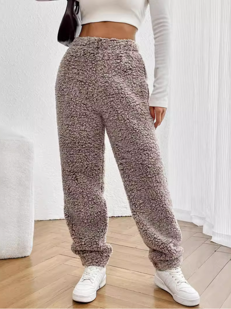 Women's Trousers Daily Going Out Casual Fluff/Granular Fleece Fabric Striped Spring/Fall Pants