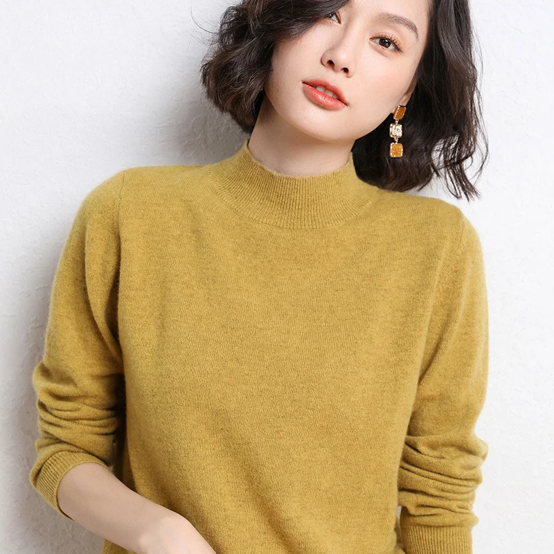 Women's Spring/Fall Plain Casual Long Sleeve Crew Neck Yarn/Wool Yarn Sweater