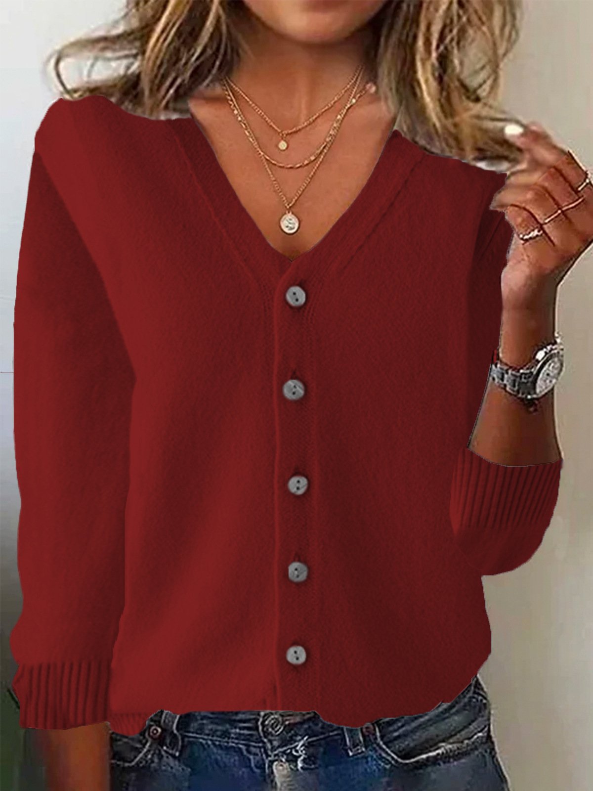 Women's Casual Spring/Fall Plain Wool/Knitting Cardigan