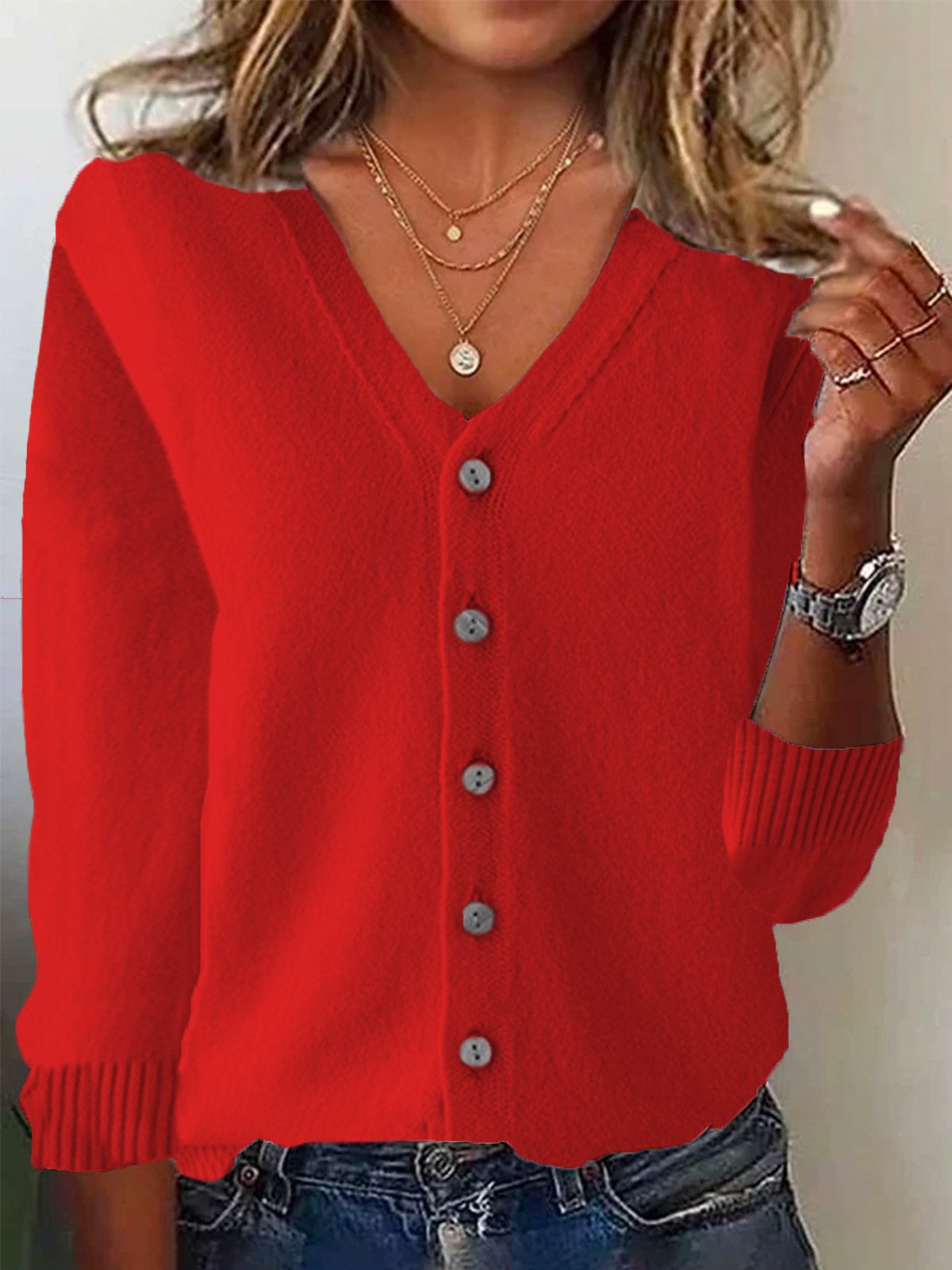 Women's Casual Spring/Fall Plain Wool/Knitting Cardigan