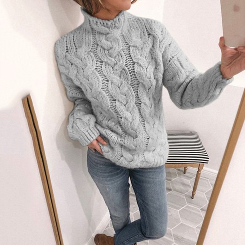 Women's Spring/Fall Plain Casual Long Sleeve Crew Neck Yarn/Wool Yarn Sweater